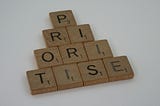 Scrabble tiles that read “Prioritise”