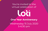 LOTI One Year Anniversary Save the Date invitation