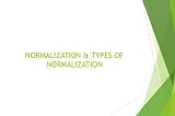 Normalization in Database