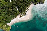 Picture from above of a beach in Costa Rica