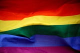 A close-up of the Pride flag