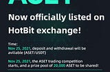 ASET officially launches on HotBit on November 25