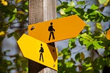 Signs showing people walking in different directions