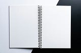 Picture of an open blank notebook (perfect for a diary)