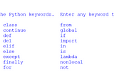 Display the keywords and the number of keywords in Python