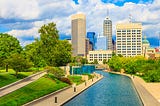 Indianapolis Canal waterfront with downtown Indianapolis skyline