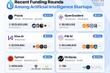 Infographic showcasing recent funding rounds for artificial intelligence startups in October 2024, including companies like Praxis, OpenGradient, Kiva AI, and PIN AI, with details on funding amounts, dates, and sectors.