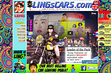 The front page of lingscars.com, which has a lot of competing visual design elements such as color, typography, and imagery.