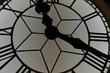 Close up of a clock face.