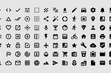 This is a grid of icons showing the material design icons used by Google (source Wikipedia)