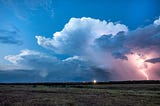 Thunderstorms at dusk.