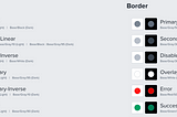 Twelve background and border tokens taken from the Obsidian Design Library in Figma including Dark and Light mode adaptations.