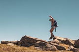 hiking on a rocky trail