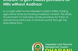 Provisions for the NRIs regarding the Dharani Portal