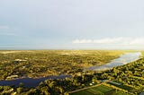 A beautiful bird’s eye view of a sweeping river.