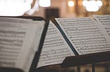 Sheet music on music stands