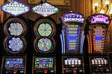 Colorfut slot machines for gambling in Las Vegas.