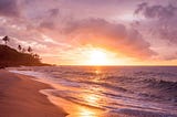 beautiful beach with a sunset