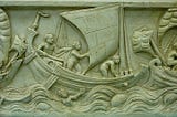 Roman sailing ship, from a sarcophagus allegedly found in Ostia, dated 3rd century CE.