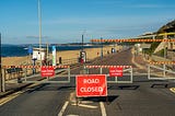Road closure signs and barriers