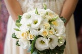 A bride holding a bouquet