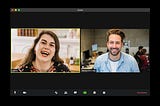 computer screen of two people in a video conference call