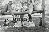 Children in black and white posing