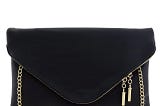 Chic oversized black envelope clutch with chain strap | Image