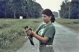 Jame Rappaport Clark and peregrine falcon.