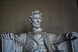 A photo of the statue at the Abraham Lincoln Memorial in Washington D.C.