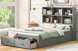 full-size-platform-bedstorage-headboard-charging-station-and-2-drawers-gray-1