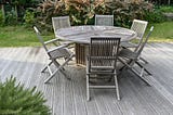 round Dining Table with Chairs, garden furniture dining set.