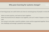Peer-learning as a strategy for systems change