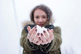 woman with snowball