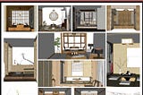 【建築3D Sketchup模型-12種日式茶室榻榻米和室設計模型Sketchup 3D模型】