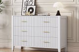 Elegant 6 Drawer Dresser with Vertical Stripe | Image
