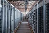 Racks of servers in a data center