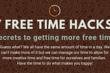 Seven free time hacks and secrets to getting more free time graphic image