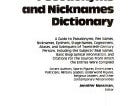 Pseudonyms and Nicknames Dictionary | Cover Image