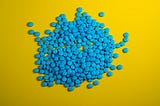 A pile of blue pills