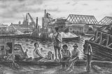 sketch of black people at a dock