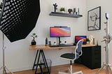 A beautiful content creator desk and studio