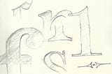 Sketch of parts of letters showing different serif parts and design styles.