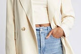 Elegant Cream Blazer Set for Blonde | Image