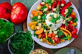 A plate of vibrant coloured vegetables