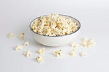 A bowl of popcorn. This food is permitted on a low FODMAP ddiet.