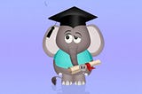 Illustration of an elephant receiving its diploma