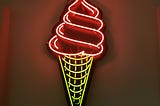 Neon sign showing an ice cream cone