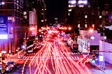 Time lapse of city streets at night