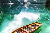 Rabbit Man’s canoe docked at the water.